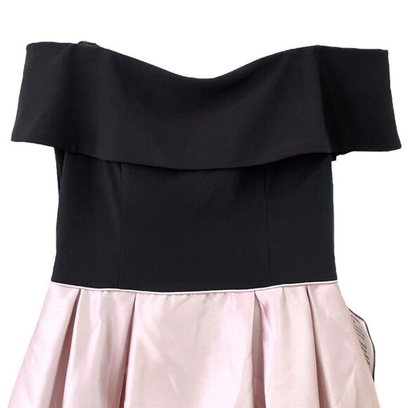 BETSY & ADAM NWT Off-The-Shoulder Fit & Flare Dress Pink/Black Size 12 - Picture 5 of 11